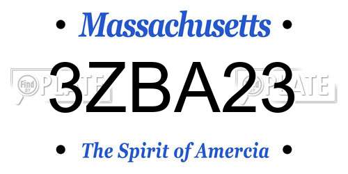 3ZBA23 Massachusetts License Plate