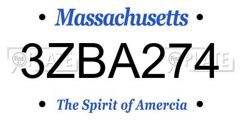 3ZBA274 Massachusetts License Plate