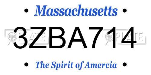 3ZBA714 Massachusetts License Plate