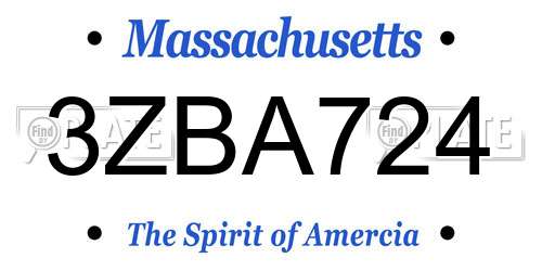 3ZBA724 Massachusetts License Plate