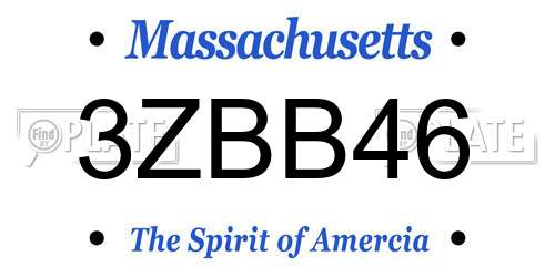 3ZBB46 Massachusetts License Plate