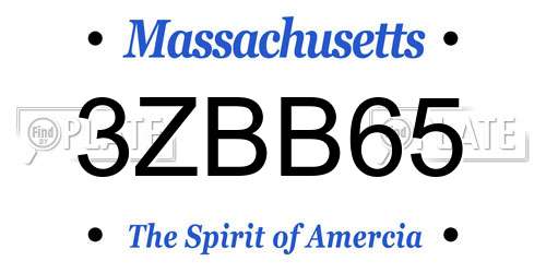 3ZBB65 Massachusetts License Plate