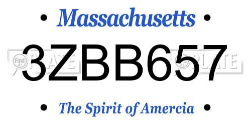 3ZBB657 Massachusetts License Plate