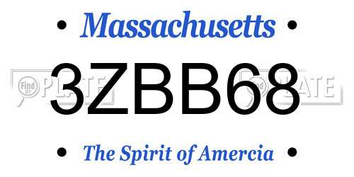 3ZBB68 Massachusetts License Plate