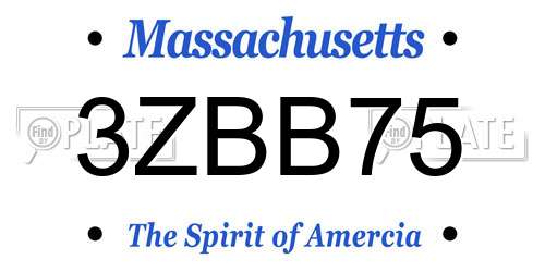 3ZBB75 Massachusetts License Plate