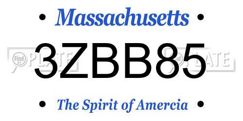 3ZBB85 Massachusetts License Plate