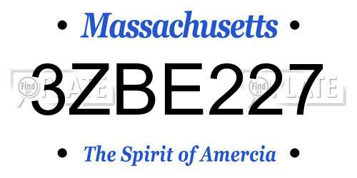 3ZBE227 Massachusetts License Plate