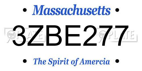 3ZBE277 Massachusetts License Plate