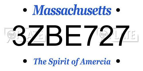 3ZBE727 Massachusetts License Plate