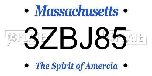 3ZBJ85 Massachusetts License Plate