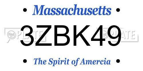 3ZBK49 Massachusetts License Plate