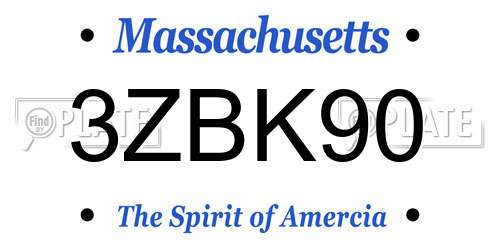 3ZBK90 Massachusetts License Plate