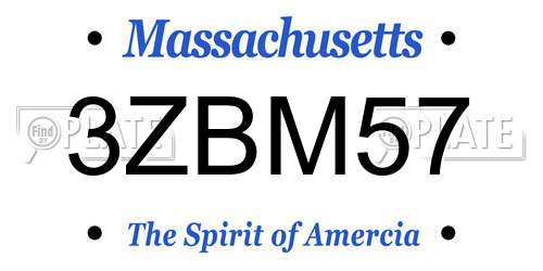 3ZBM57 Massachusetts License Plate