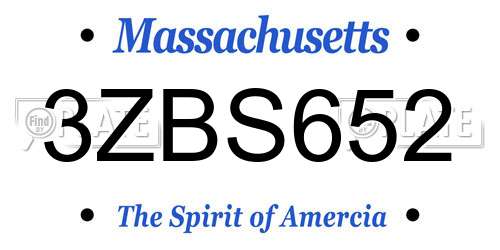 3ZBS652 Massachusetts License Plate