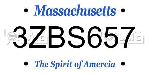 3ZBS657 Massachusetts License Plate