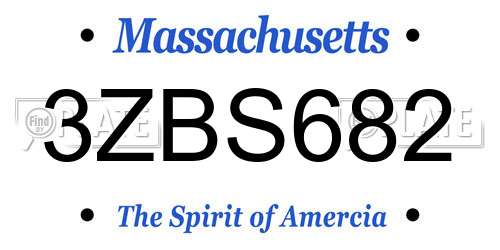 3ZBS682 Massachusetts License Plate