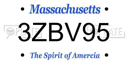 3ZBV95 Massachusetts License Plate