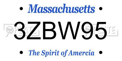 3ZBW95 Massachusetts License Plate