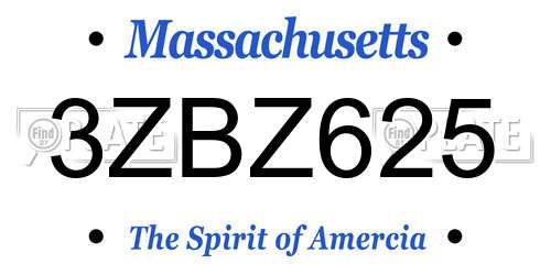 3ZBZ625 Massachusetts License Plate