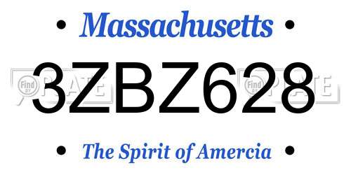 3ZBZ628 Massachusetts License Plate