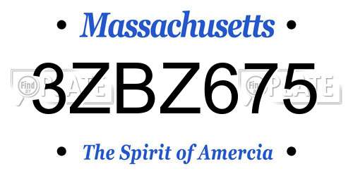 3ZBZ675 Massachusetts License Plate