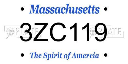 3ZC119 Massachusetts License Plate