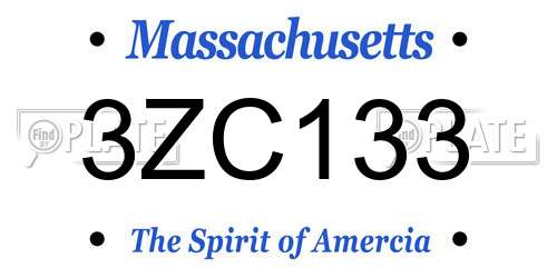3ZC133 Massachusetts License Plate