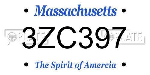 3ZC397 Massachusetts License Plate