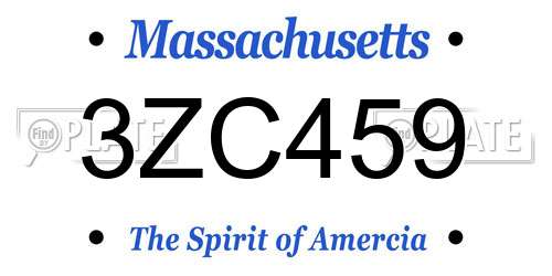3ZC459 Massachusetts License Plate