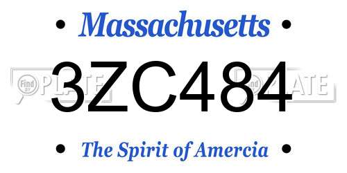 3ZC484 Massachusetts License Plate