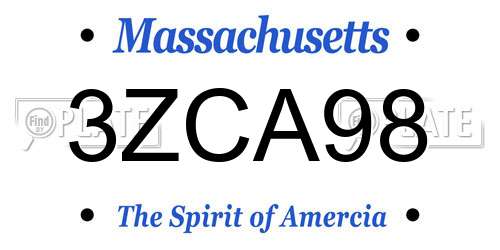 3ZCA98 Massachusetts License Plate