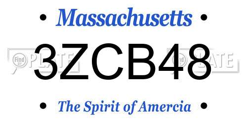 3ZCB48 Massachusetts License Plate