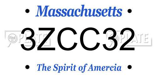 3ZCC32 Massachusetts License Plate