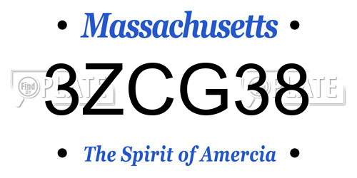 3ZCG38 Massachusetts License Plate