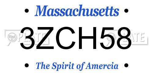 3ZCH58 Massachusetts License Plate