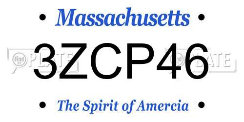 3ZCP46 Massachusetts License Plate