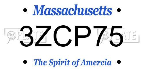 3ZCP75 Massachusetts License Plate