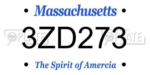 3ZD273 Massachusetts License Plate