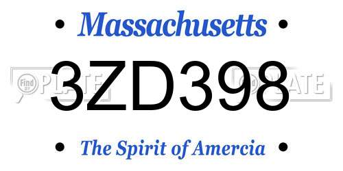 3ZD398 Massachusetts License Plate
