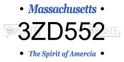 3ZD552 Massachusetts License Plate