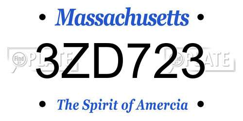 3ZD723 Massachusetts License Plate