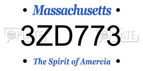 3ZD773 Massachusetts License Plate