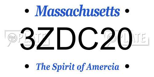 3ZDC20 Massachusetts License Plate