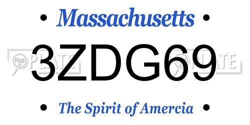 3ZDG69 Massachusetts License Plate