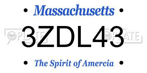 3ZDL43 Massachusetts License Plate