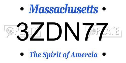 3ZDN77 Massachusetts License Plate