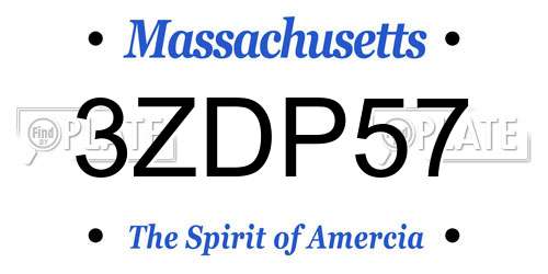 3ZDP57 Massachusetts License Plate