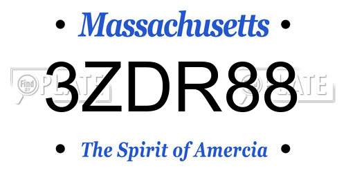 3ZDR88 Massachusetts License Plate