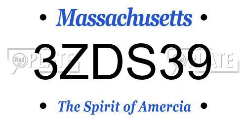 3ZDS39 Massachusetts License Plate