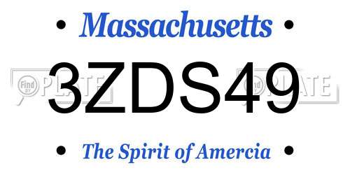 3ZDS49 Massachusetts License Plate